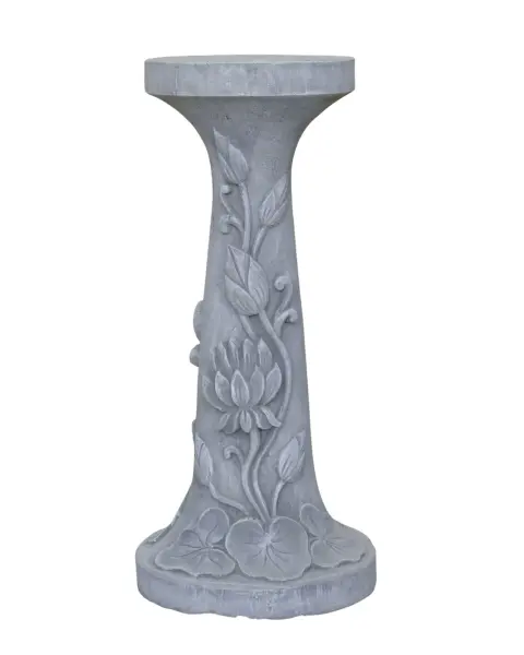 Product image 3 of the product “Rinjani - pedestal, tapered, with lotus motif, Ø 24cm, 52cm H | cast stone ”